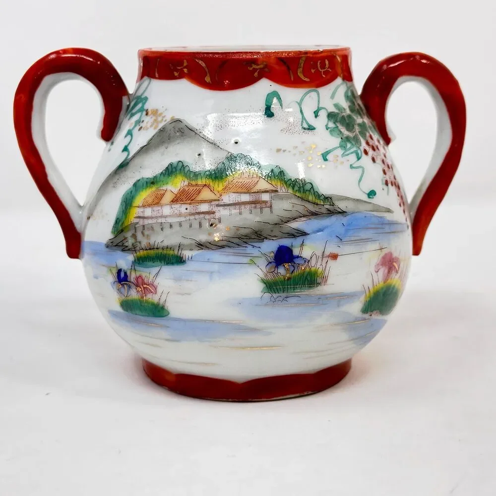 Vintage Japanese Geisha Girl Porcelain Creamer Sugar Bowl Mismatched Lot 6pc
